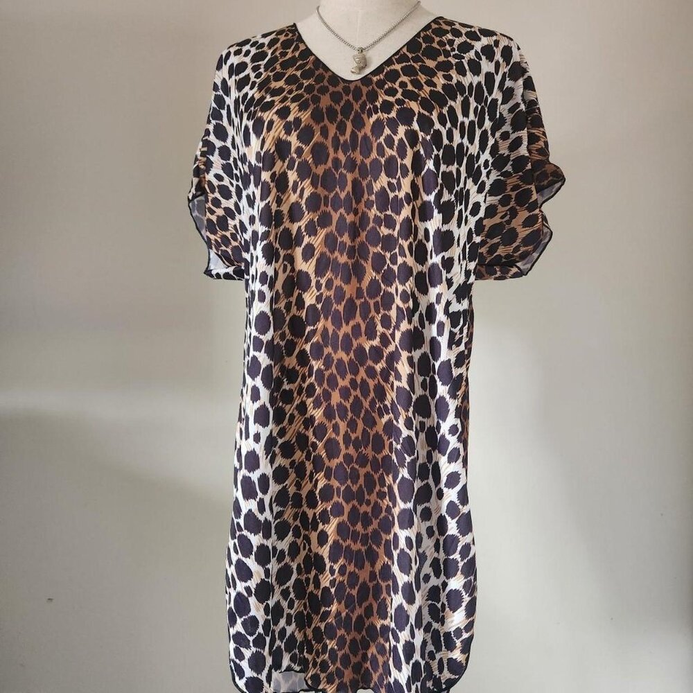 90s Vintage Undercover Wear Leopard Print V-Neck Sleep Shirt/Dress. One Size.